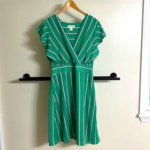 Green Striped knee length dress
